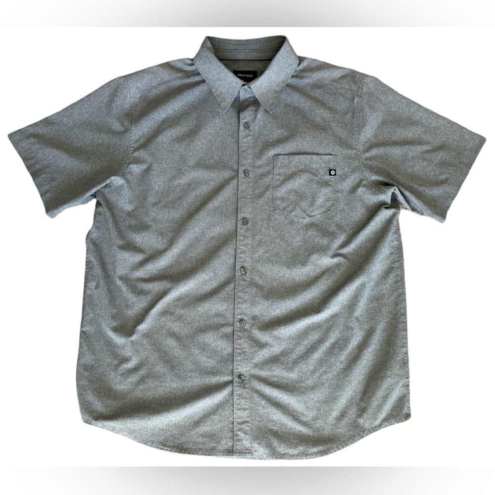 Mens Marmot Gray Button Down Shirt Size XL Hiking Outdoor